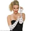 White Fingerless Gloves With Black Stars Adult