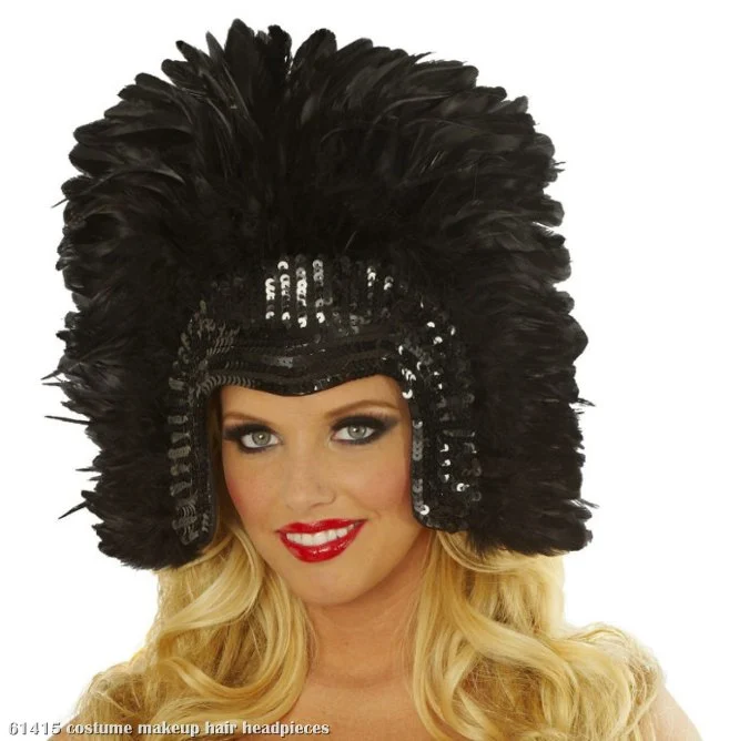 Black Vegas Showgirl Headpiece Adult 1 Black Vegas Showgirl Headpiece Adult