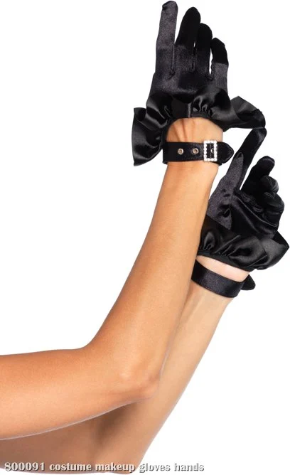 Cropped Satin Ruffle Glove With Faux Rhinestone Buckle (Adult) 1 Cropped Satin Ruffle Glove With Faux Rhinestone Buckle (Adult)